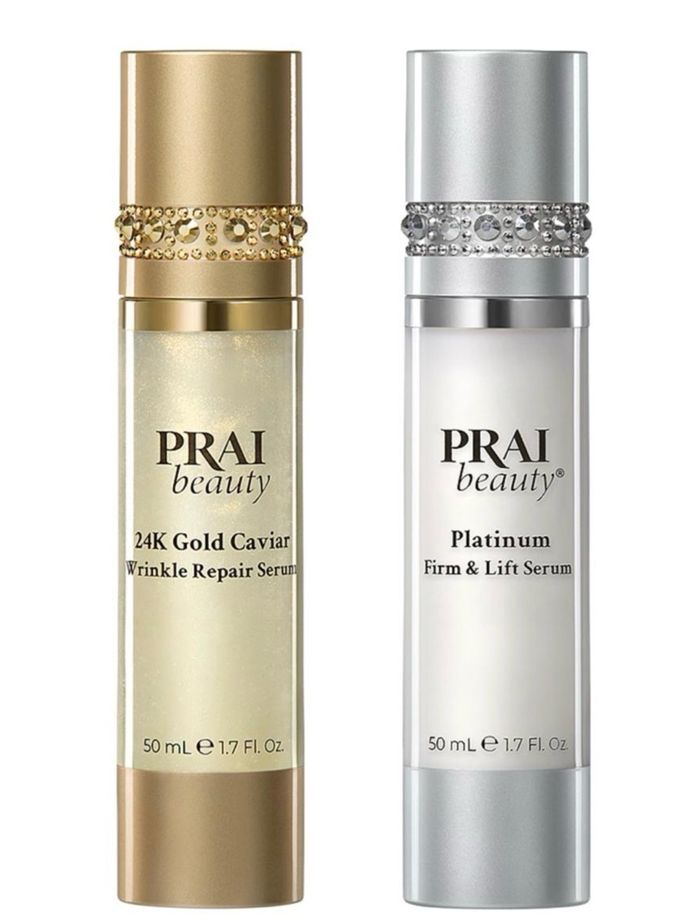PRAI Beauty 24k caviar wrinkle repair serum and platinum firm and lift serum